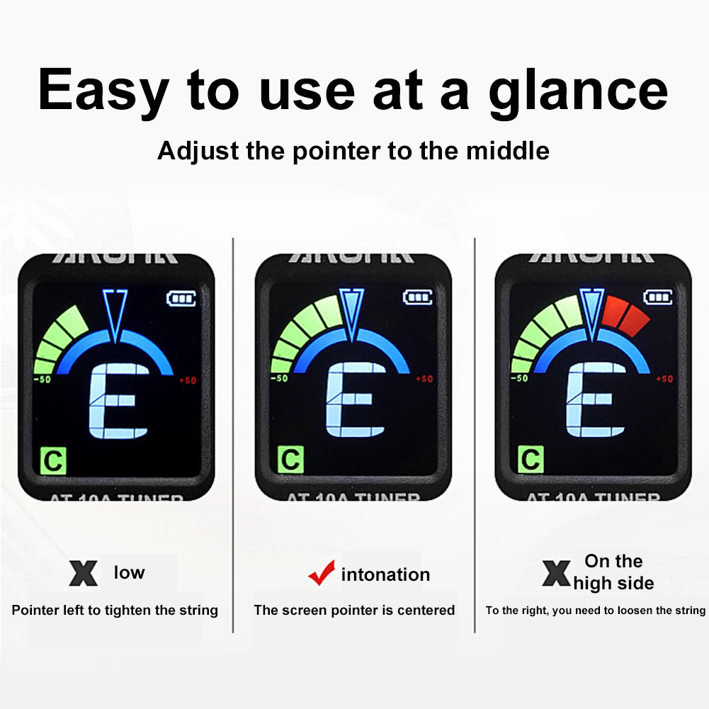Guitar Tuner Clip - Accordeur de guitare pliable et rotatif,