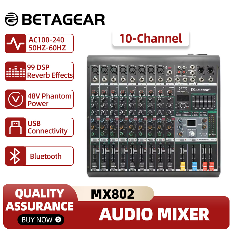 Audio And Music Mixer - Leicozic Console de mixage MX802 Mélangeur